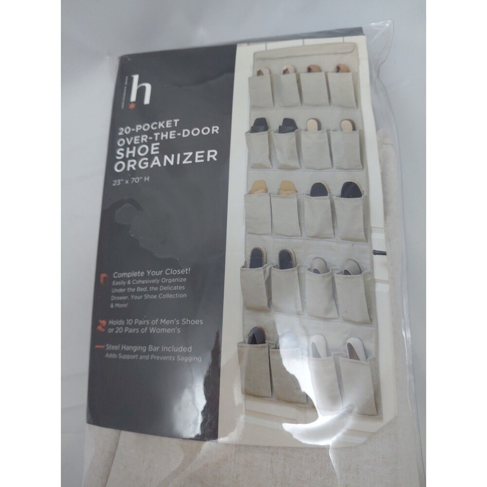 20 Pocket Over The Door Shoe Organizer 23"x 70" Home Expressions